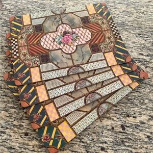 Mackenzie Childs set of 4 placemats Pimpernel Cork Backing